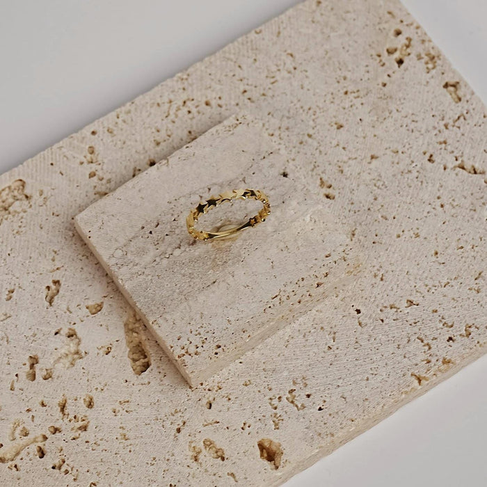 14k Solid Gold Celestial Star Band Ring