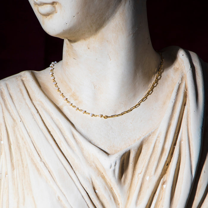 Elegant Freshwater Pearl & Gold Chain Necklace