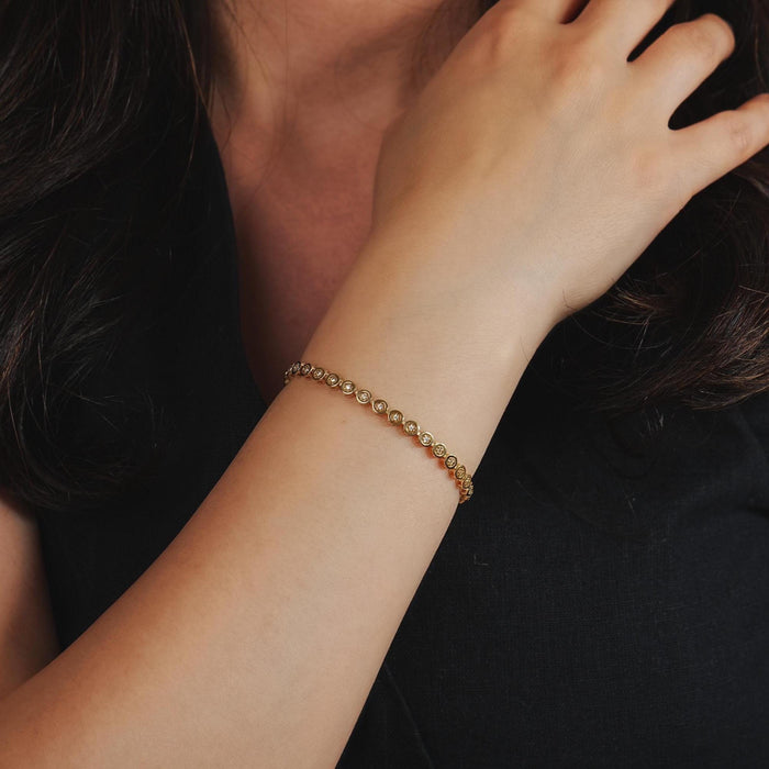 14K Gold Bezel Set CZ Bracelet