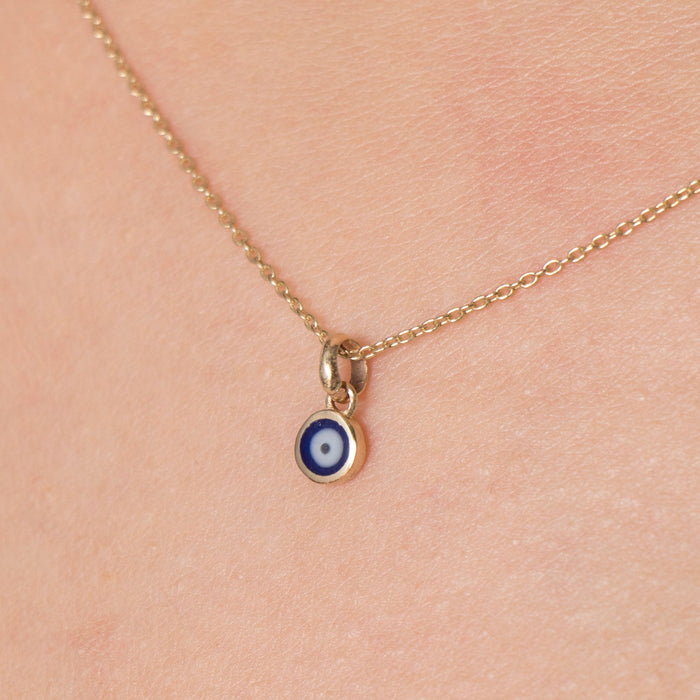 14k Solid Gold Minimalist Evil Eye Protection Charm