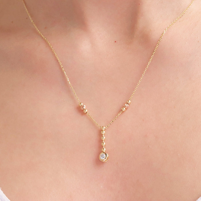 14K Solid Gold Lariat Necklace