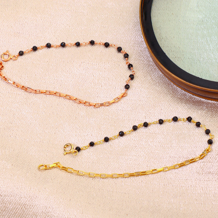 Dainty 14k Gold Onyx Chain Bracelet