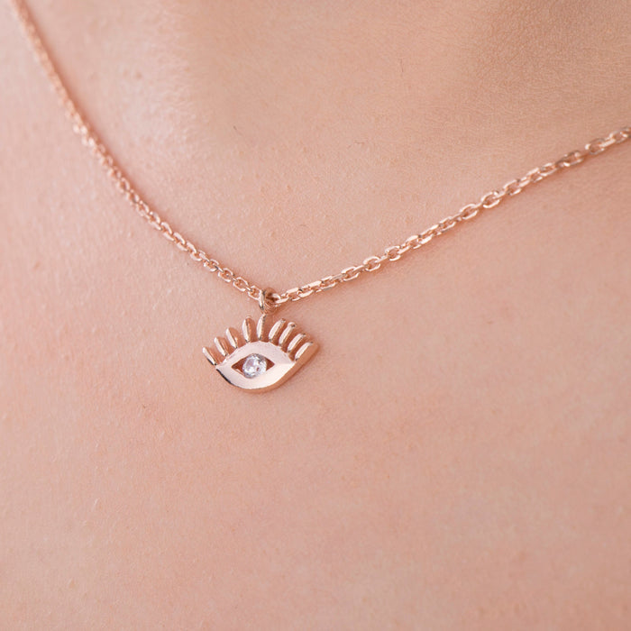 Rose Gold Evil Eye Necklace