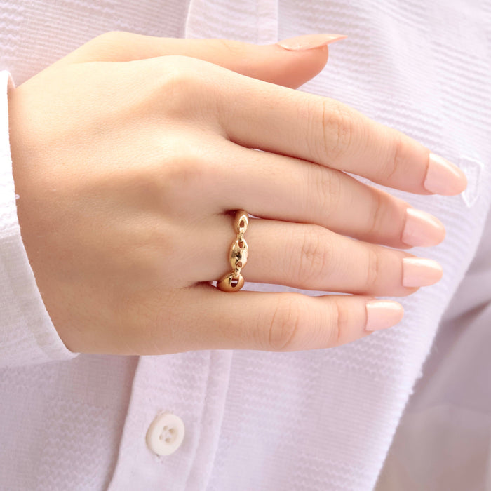 14K Solid Gold Chain Ring