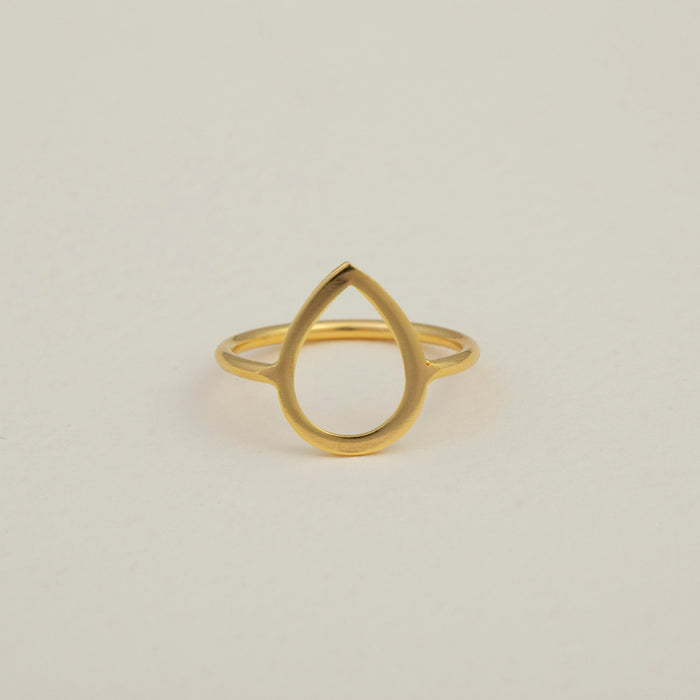 Gold Teardrop Open Ring