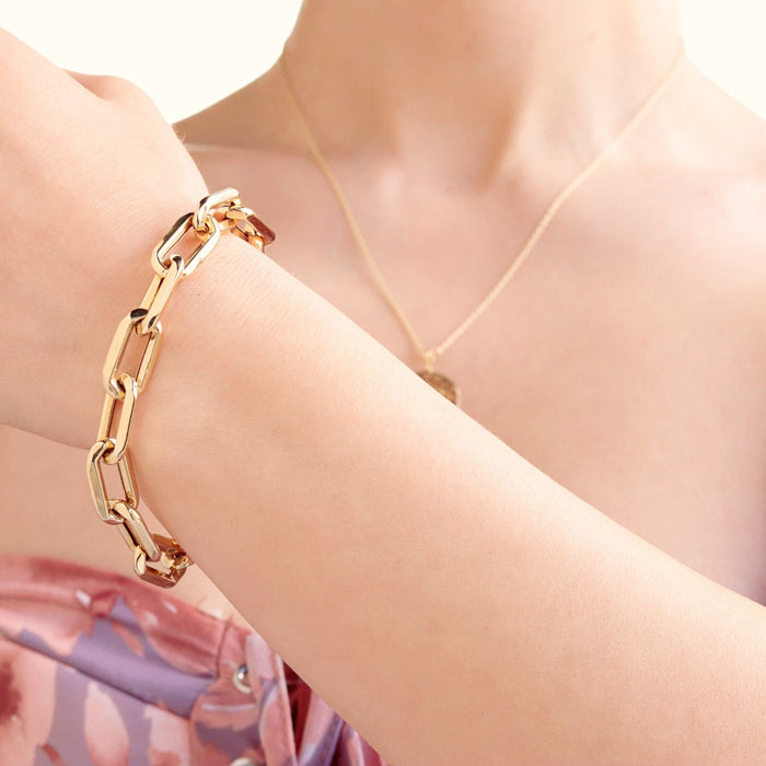 14k Solid Gold Paperclip Bracelet