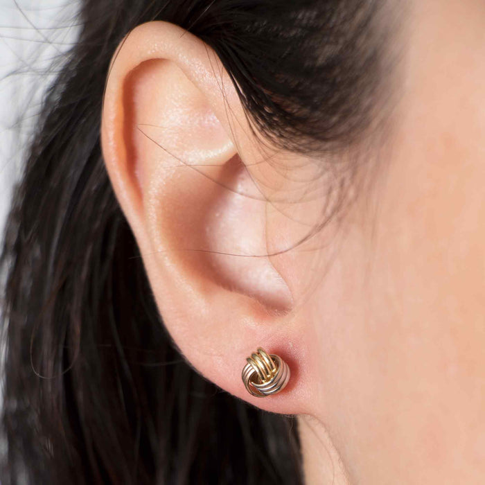 14k Solid Gold Love Knot Stud Earrings