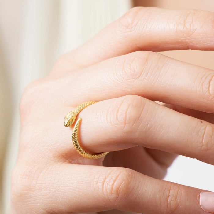 Dainty 14k Gold Snake Ring