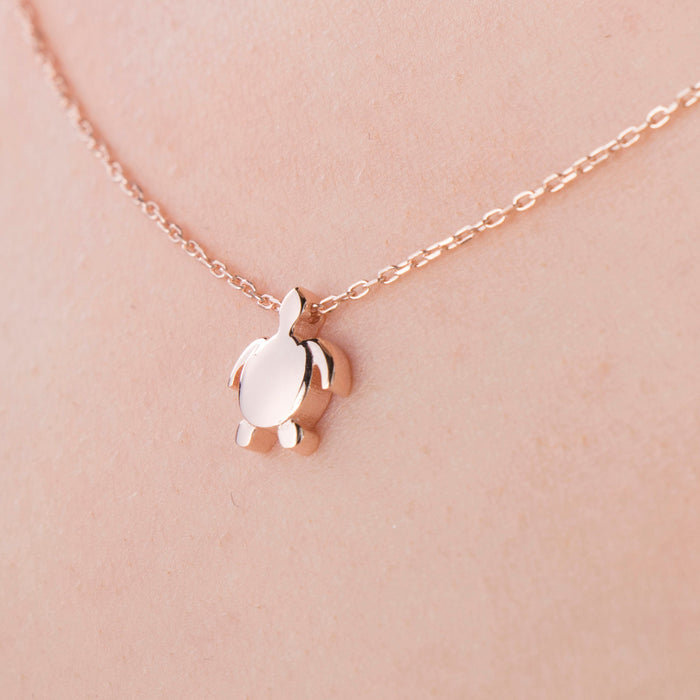 Rose Gold Sea Turtle Pendant Necklace