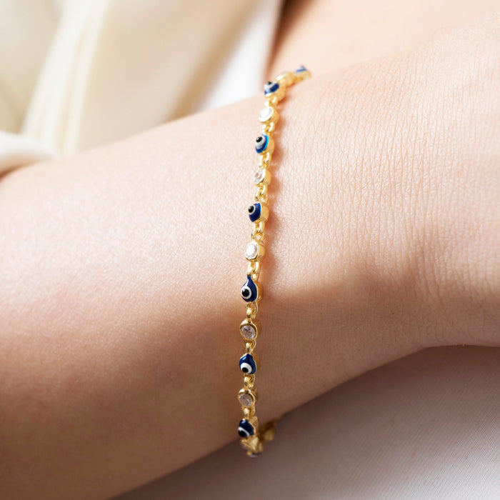 Gold-Filled Evil Eye Tennis Bracelet