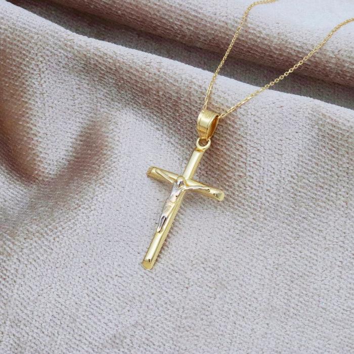 14k Gold Crucifix Pendant Necklace