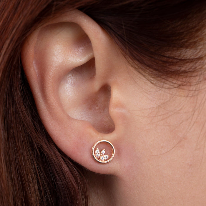 Dainty 14k Gold Lotus Flower Stud Earrings