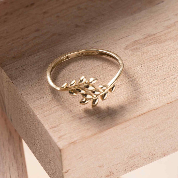 Dainty 14k Solid Gold Leaf Ring