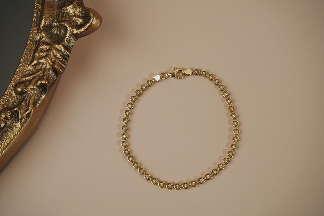 14K Gold Bezel Set CZ Bracelet
