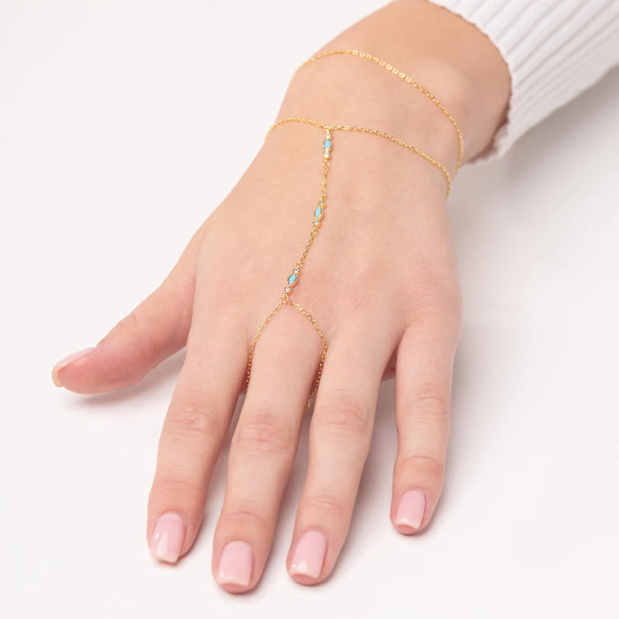 Turquoise Hand Chain Bracelet
