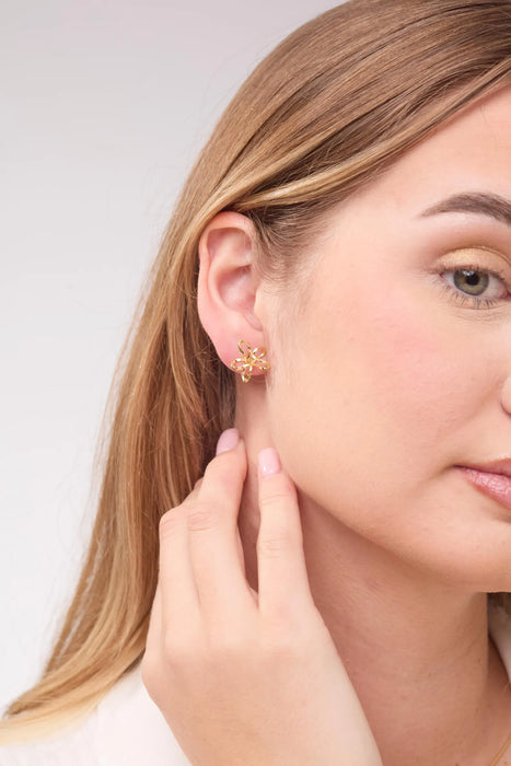 Gold Flower Loop Stud