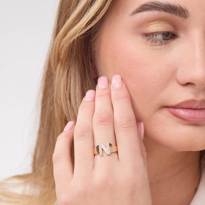 Personalized 14k Solid Gold Initial Ring