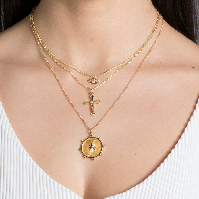 Gold Starburst Necklace: Dainty 14k Gold Plated Sterling Silver