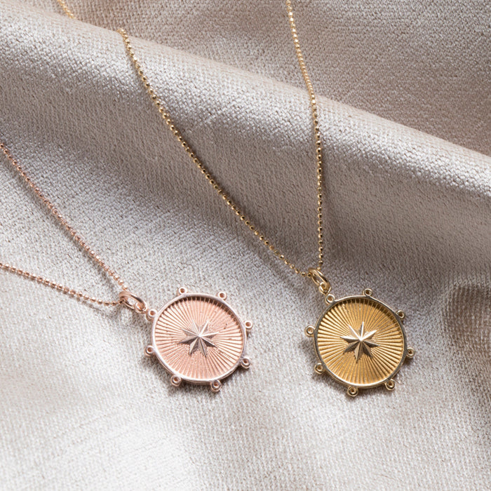 Gold Starburst Necklace: Dainty 14k Gold Plated Sterling Silver
