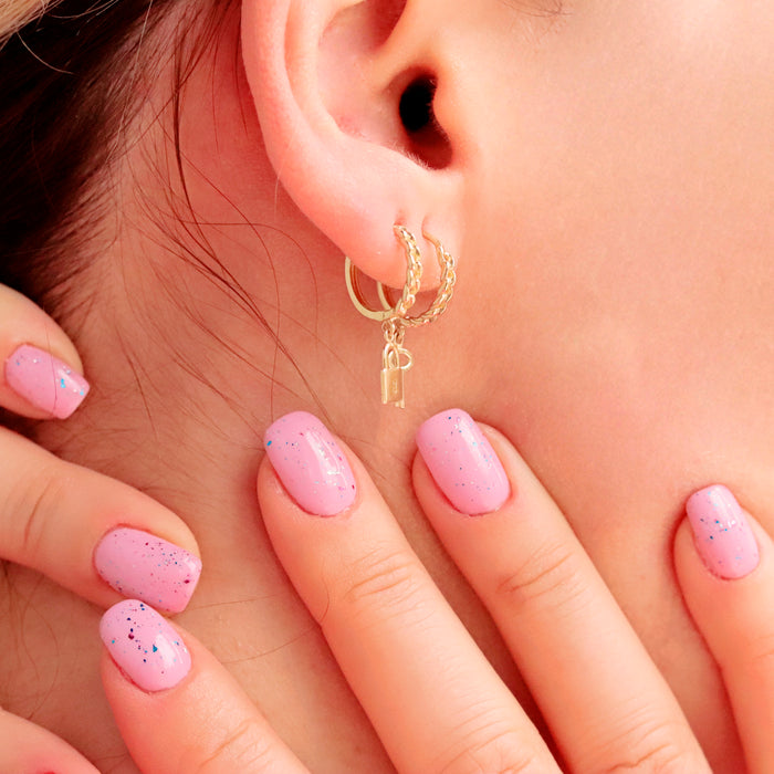 Key and Lock Charm Hoops