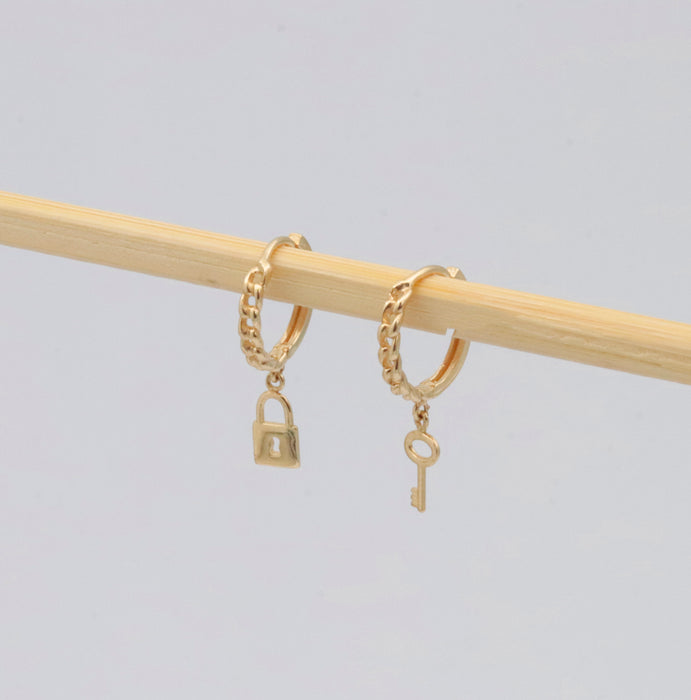 Key and Lock Charm Hoops