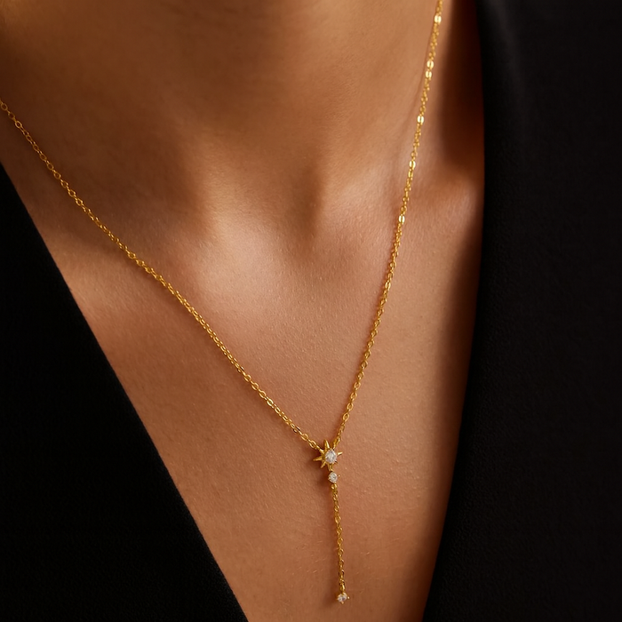 Gold Star Lariat Necklace